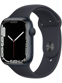 Apple Watch Series 7 GPS, 45mm, корпус из алюминия цвета «тёмная ночь», спортивный ремешок (Sport Band) цвета «Тёмная ночь»