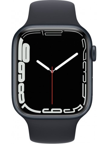 Apple Watch Series 7 GPS, 45mm, корпус из алюминия цвета «тёмная ночь», спортивный ремешок (Sport Band) цвета «Тёмная ночь»